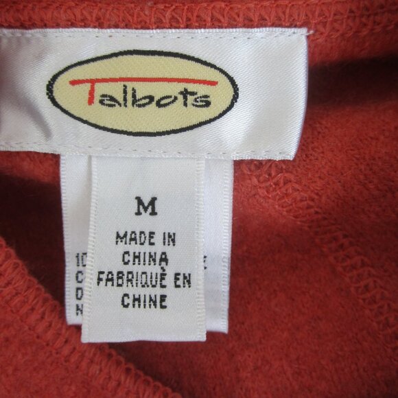 Talbots Women M Terracotta Orange LS Boiled Wool Short Cardigan Sweater Jacket - Picture 2 of 7